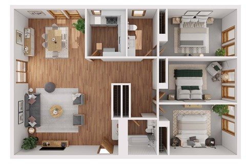 Floor plan for 3 beds, 1.5 baths, 1325 sqft